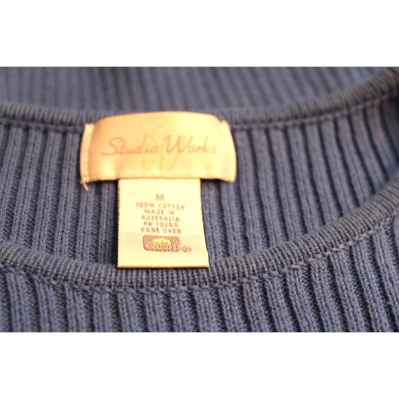 Studio Works Sweater Pullover Ribbed Knit Long Sleeves Cotton Woman's Size M - Picture 3 of 3